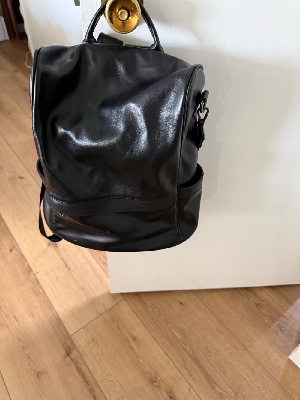 Men's Black Leather Backpack - Sleek Urban Carry